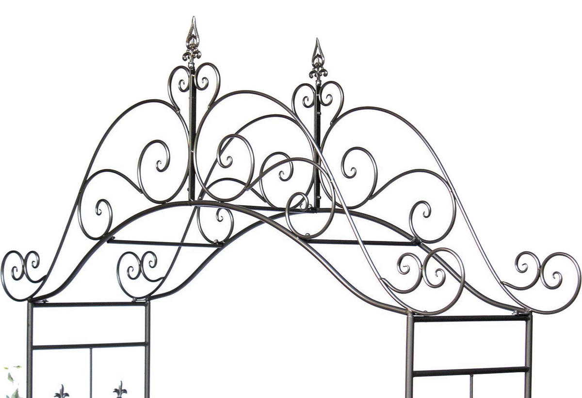 ROSENBOGEN mit Tor Pforte aus Metall 282 x 160 cm - Grau, Metall (160/282/45cm) - DanDiBo
