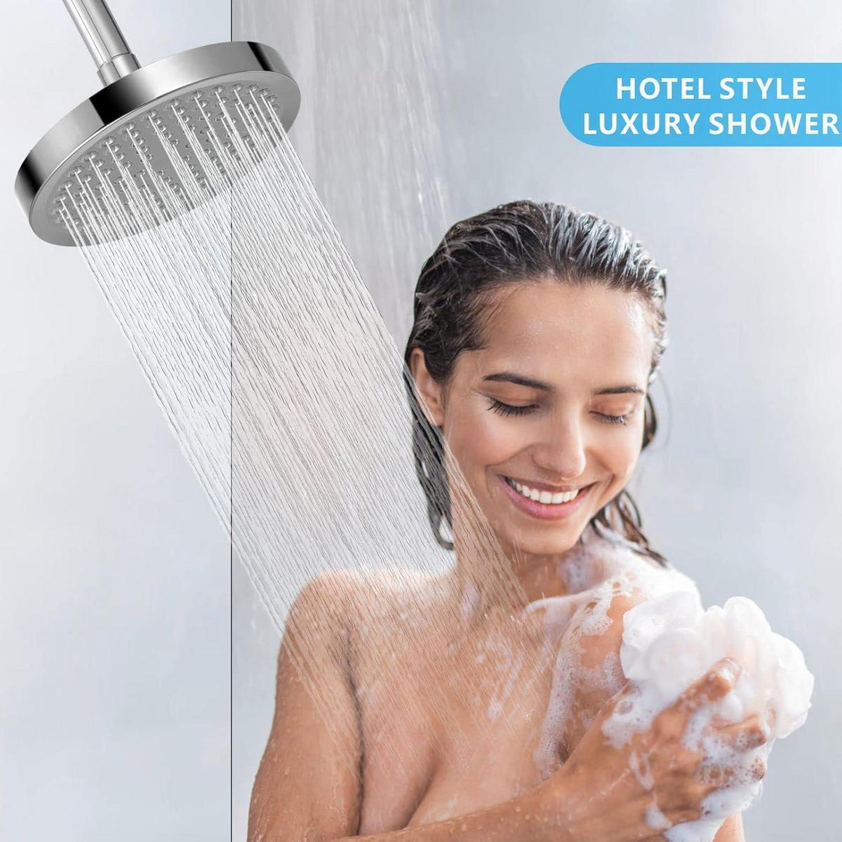 REGENDUSCHE 15 cm Rund Chrom-Finish Einstellbarer Winkel - Silberfarben, Metall (15/3/15cm)