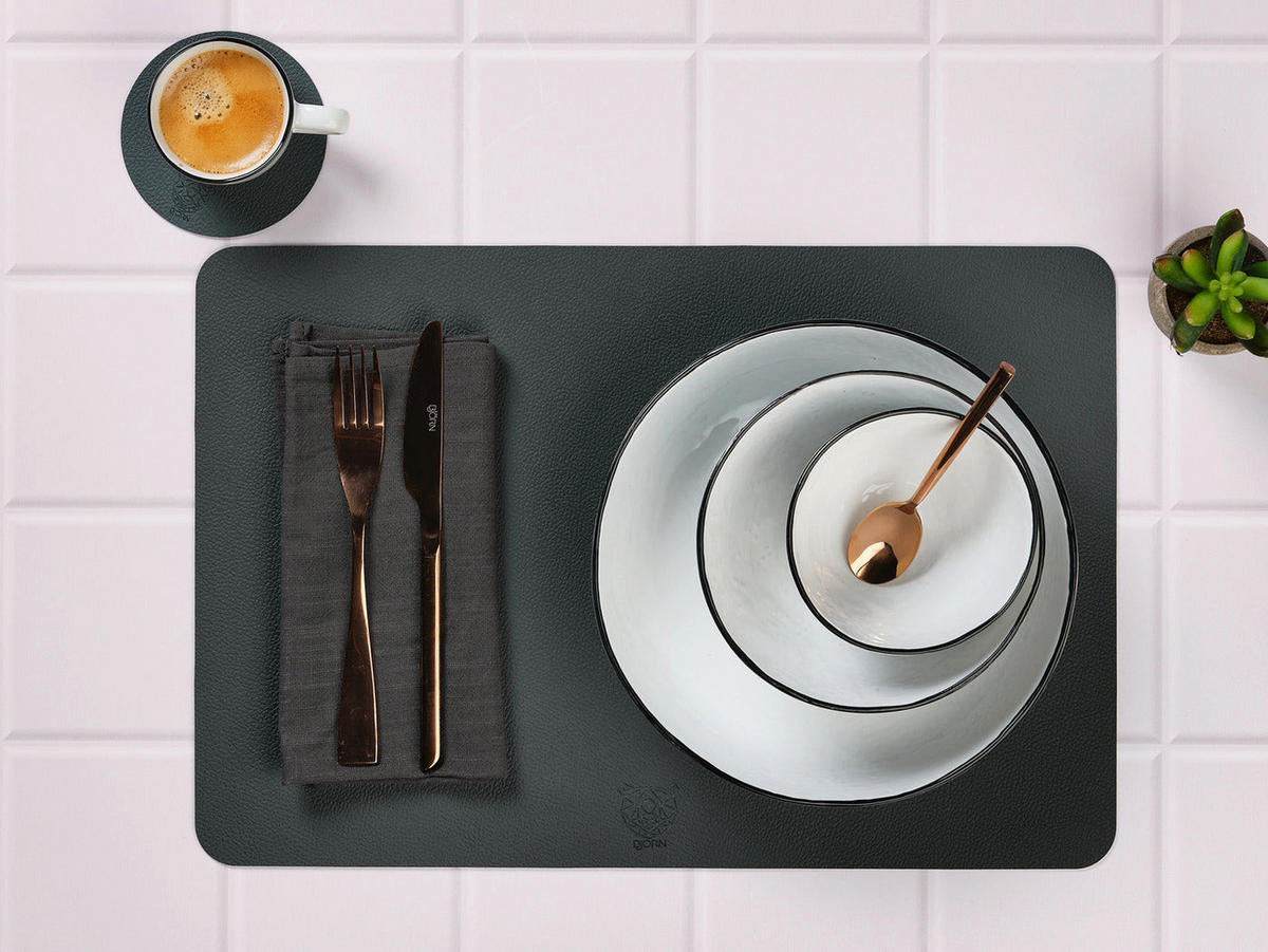 TISCHSET - 6er-Set - Recyceltes Leder in Nachtblau und Anthrazitgrau - Blau, Textil (30/44.5cm) - Björn