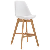 BARHOCKER Cannes Massivholz 112x48x56 cm Weiß - Weiß, Leder (48/112/56cm) - furnicato