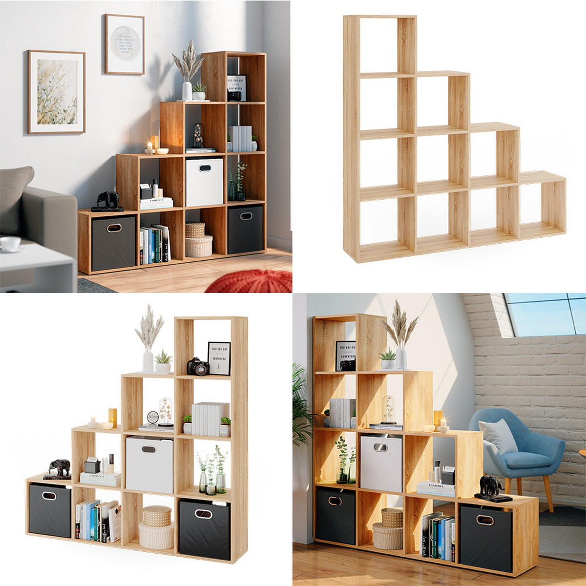 TREPPENREGAL Sonoma 142.5 x 140 cm - Sonoma Eiche, Holzwerkstoff (142.5/140/29cm) - Vicco