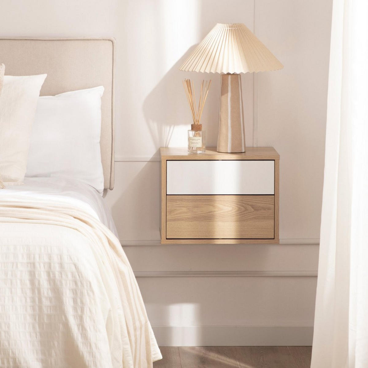 SCHWEBENDER NACHTTISCH Kanye Zweifarbig 40 cm x 30 cm 2er-Set - Multicolor, Holzwerkstoff (40/30/30cm) - Klast Home