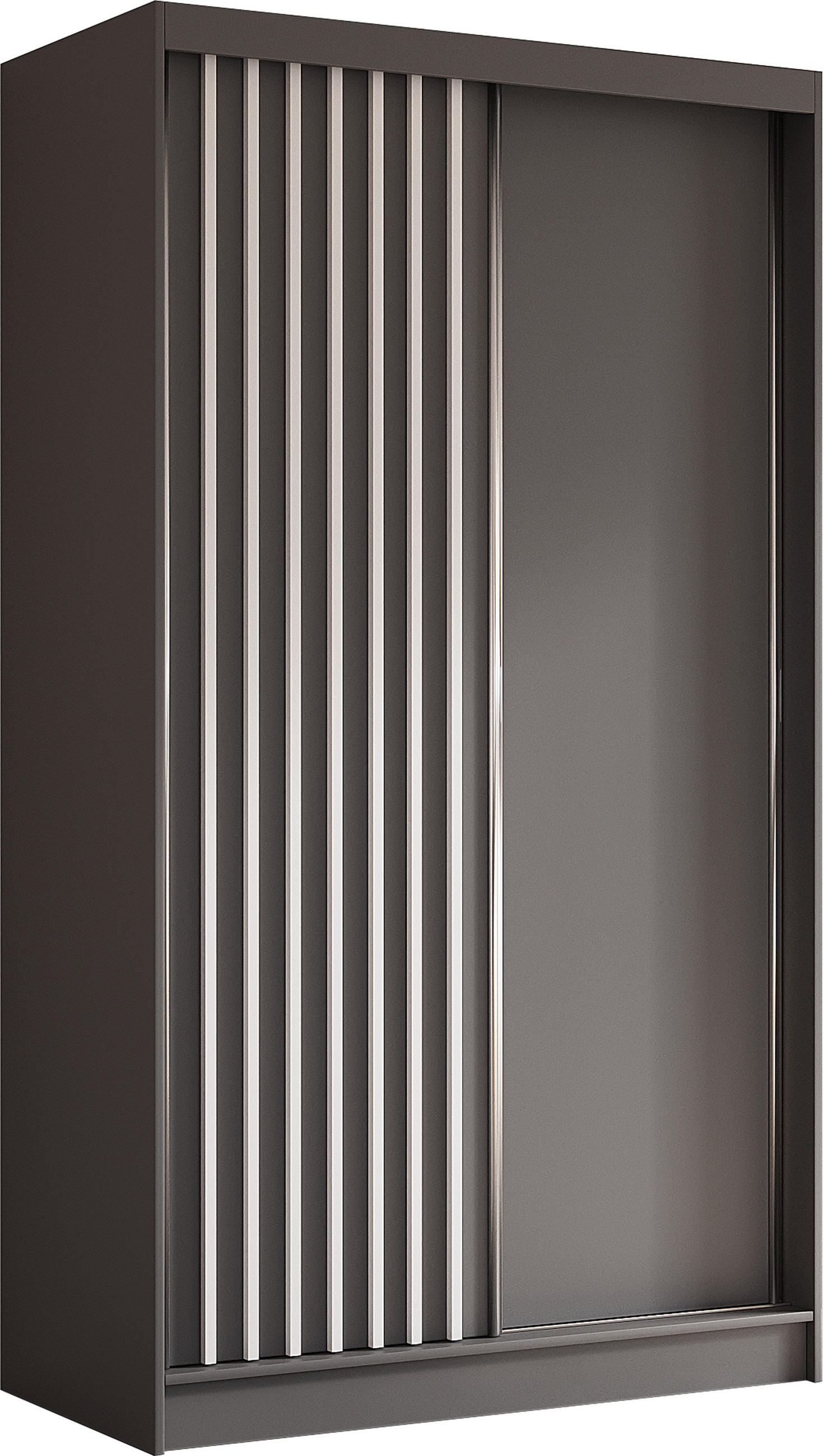 SCHWEBETÜRENSCHRANK Cabinio Grau Weiß 120/216/61 cm – Modern, mit Lamellen - Weiß/Grau, Holzwerkstoff/Kunststoff (120/216.1/61cm) - AX Living