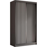 SCHWEBETÜRENSCHRANK Cabinio Grau Weiß 120/216/61 cm – Modern, mit Lamellen - Weiß/Grau, Holzwerkstoff/Kunststoff (120/216.1/61cm) - AX Living