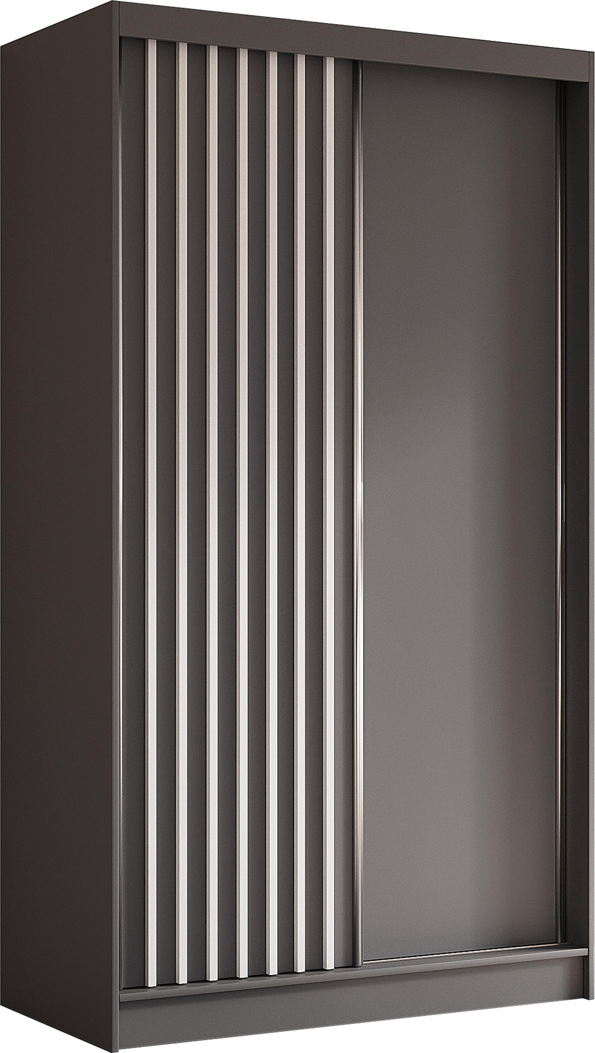 SCHWEBETÜRENSCHRANK Cabinio Grau Weiß 120/216/61 cm – Modern, mit Lamellen - Weiß/Grau, Holzwerkstoff/Kunststoff (120/216.1/61cm) - AX Living