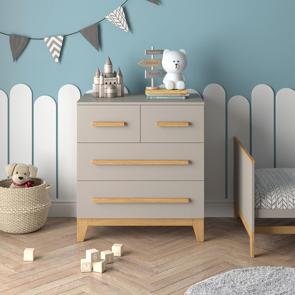 KOMMODE Malia Cashmere-Eiche 80 x 88 cm mit 4 Schubladen - Kaschmir, Holzwerkstoff (80/88/53.4cm) - VitaliSpa