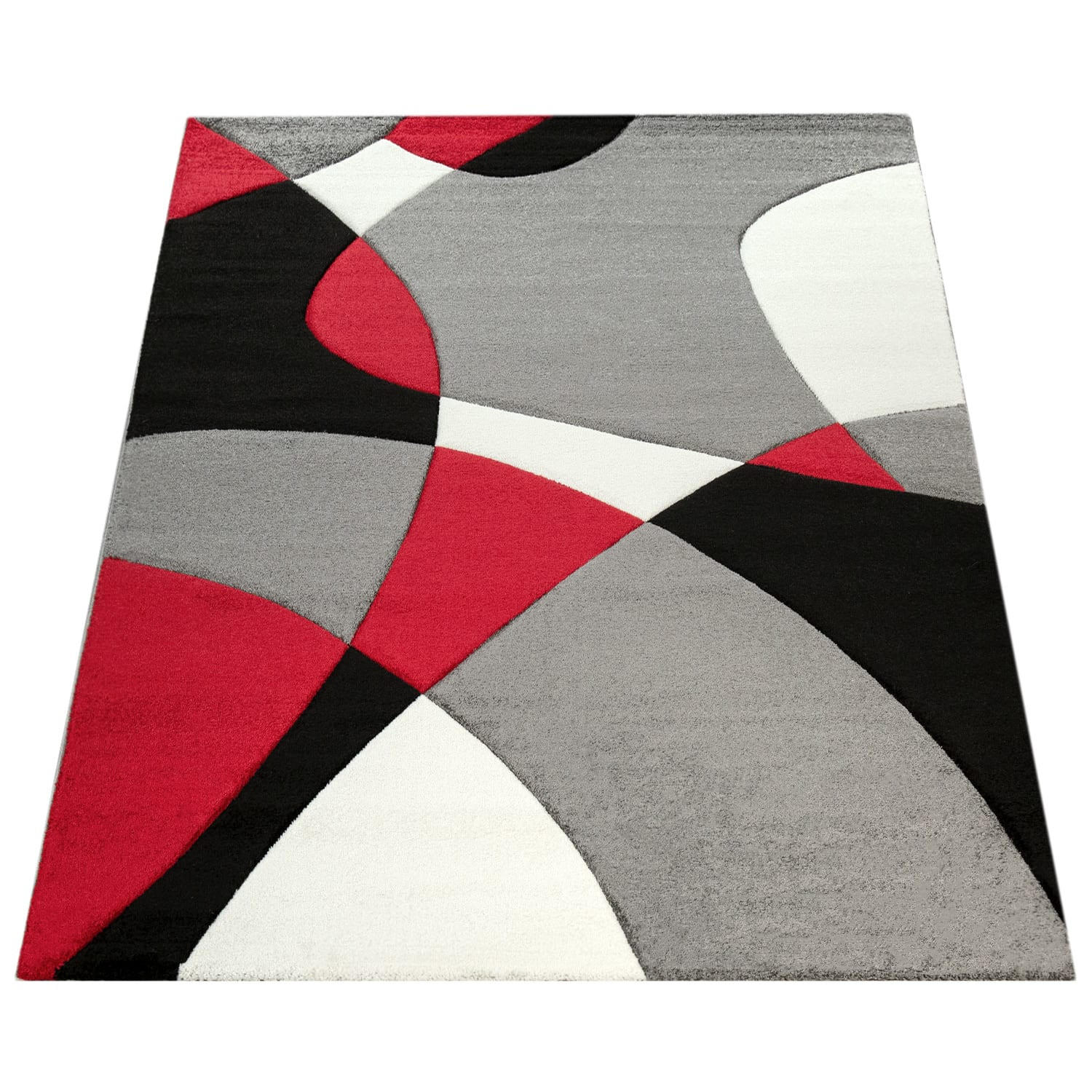 TEPPICH Kurzflor Abstrakt Wohnzimmer schmutzabweisend Rot Rechteckig 200x290 - Rot, Textil (200/290cm) - KADIMA DESIGN