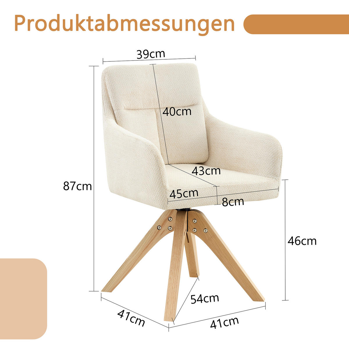 ARMLEHNSTUHL-SET DE-36632 2 Stück mit Samtbezug und Massivholzbeinen Hellbeige - Weiß, Holz (43/87/45cm) - ComfortXL