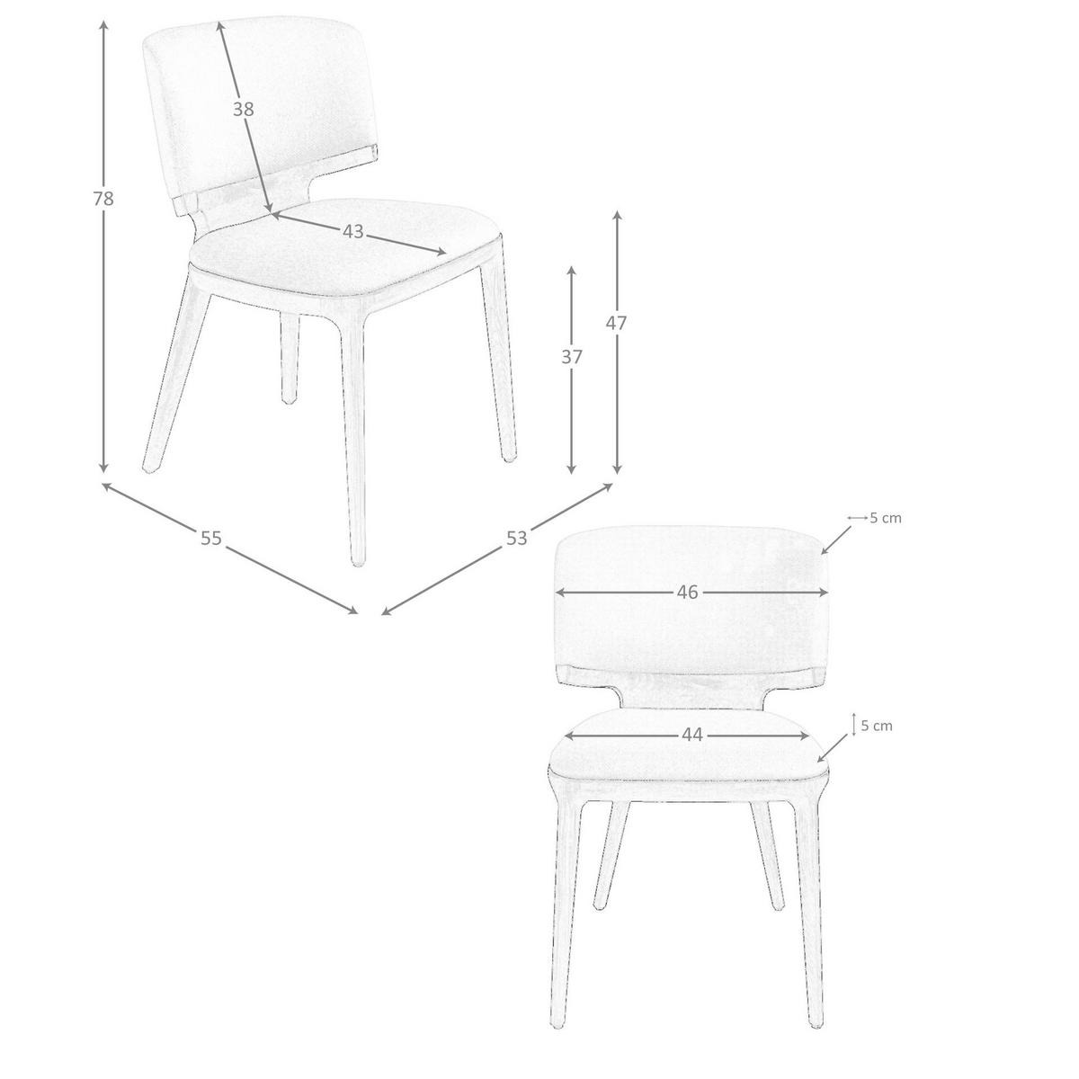 STUHL Stuhl aus hellgrauem Stoff 53/55/78 cm - Hellgrau, Textil (53/78/55cm) - ANGEL CERDA