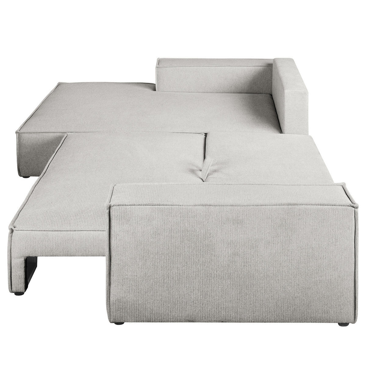 ECKSOFA mit Schlaffunktion - Longchair - Hellgrau/Schwarz, Kunststoff/Textil (294/185cm) - home24