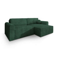 ECKSOFA FIANO P Grün Kordstoff mit Schlaffunktion - Grün, Holz (245/148cm) - MASSENO