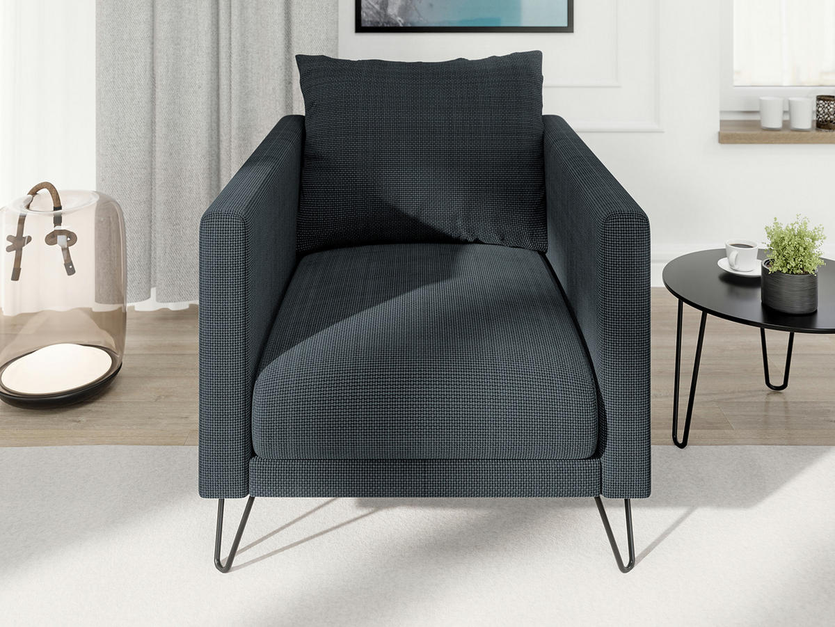 SITZGARNITUR 3+2+1 Harmony Graphit Chenille - Graphitfarben/Schwarz, Holz/Textil (200/85/100cm) - S-Style Möbel
