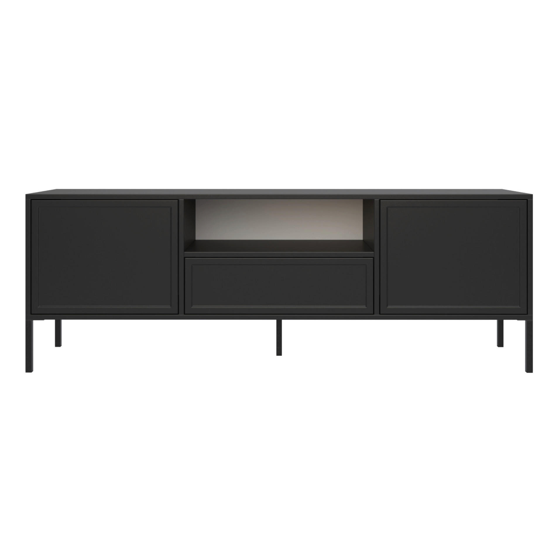 TV-LOWBOARD Velveto 2-türig mit Schublade & Fach, Schwarz, 160 cm - Schwarz, Holzwerkstoff/Metall (160/57/40cm) - Selsey