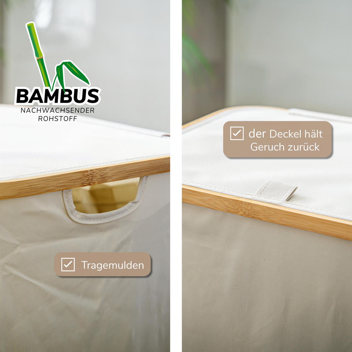 WÄSCHESAMMLER 100 Liter, beige - Beige, Textil (41/73.5/33.5cm) - bremermann