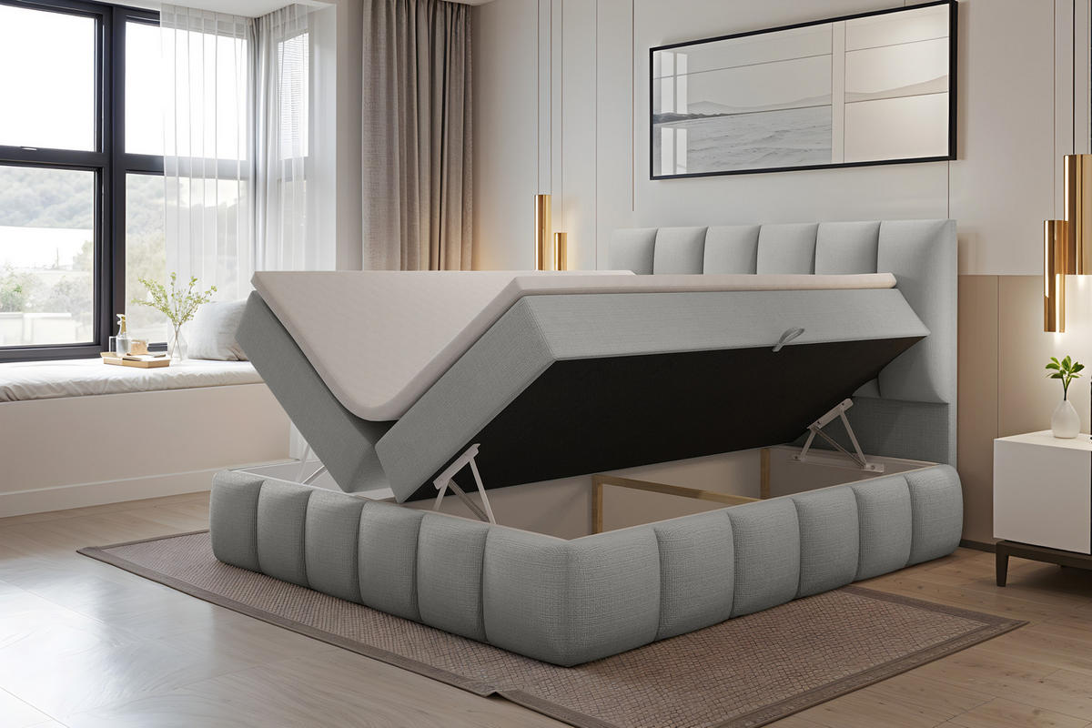 BOXBETT Bali Plus 180x200 Grau - Grau, Textil/Metall (180/200cm) - VLR BEDS