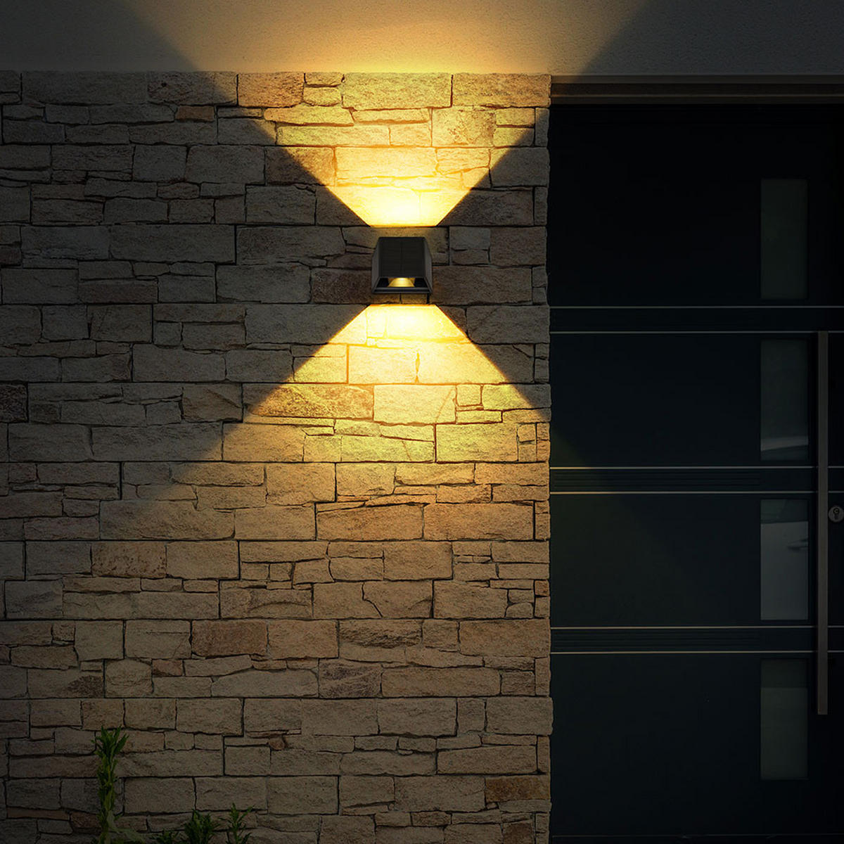 AUSSEN-WANDLEUCHTE, LED, Solar Up and Down, Schwarz, 2er Set - Schwarz, Kunststoff (9.6/9.9/15.4cm) - Globo Lighting