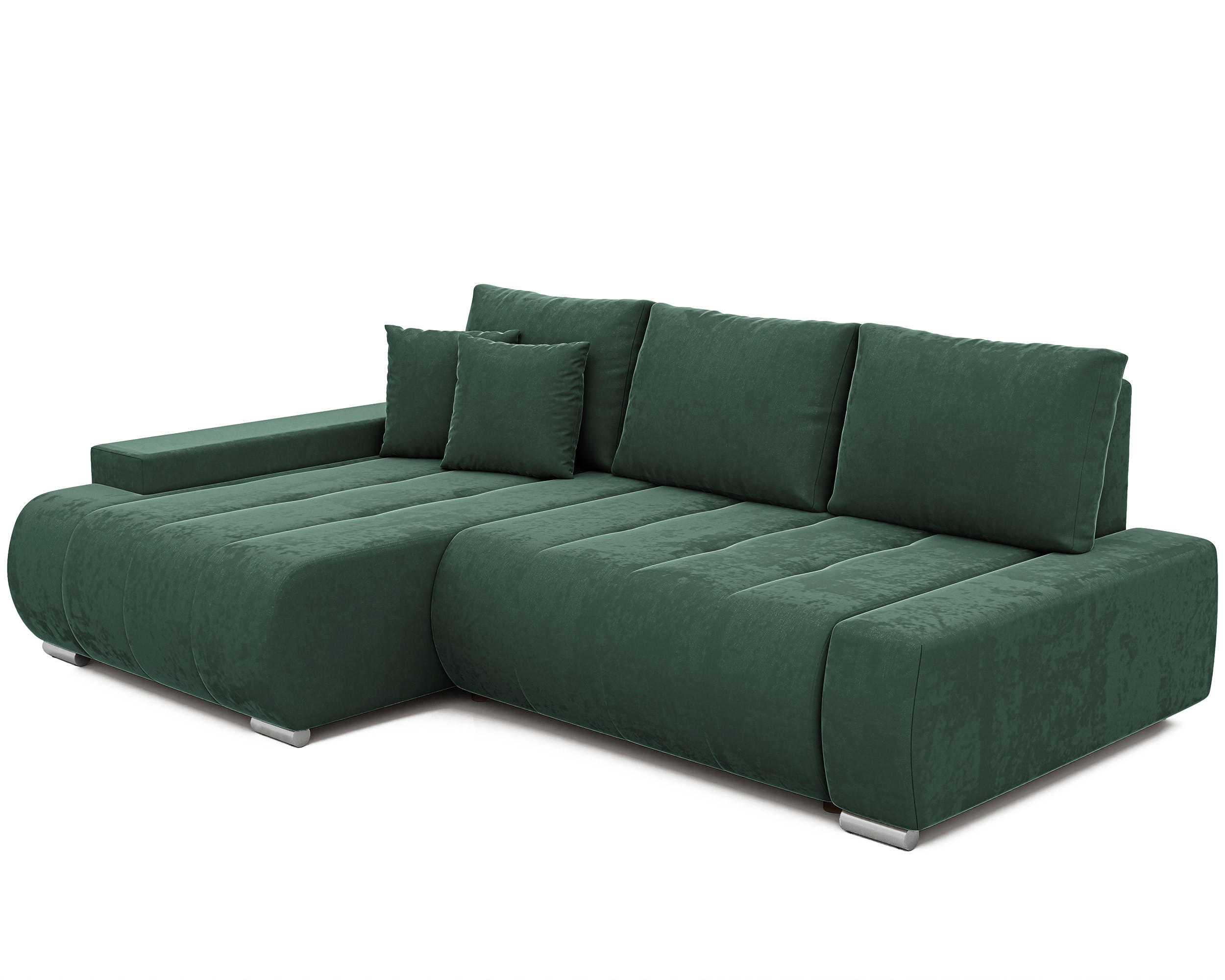 ECKSOFA NIKO Links, mit Schlaffunktion und Bettkasten, Grün - Grün, Textil (227/153cm) - Idohome