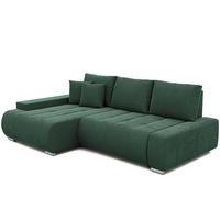 ECKSOFA NIKO Links, mit Schlaffunktion und Bettkasten, Grün - Grün, Textil (227/153cm) - Idohome