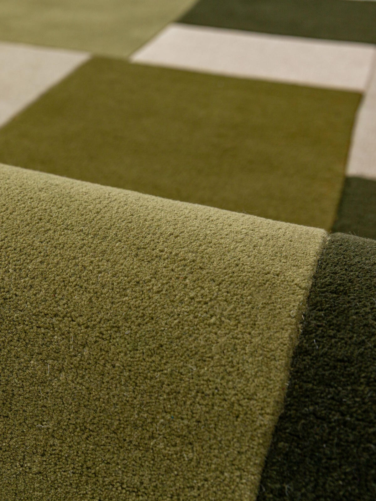 TEPPICHLÄUFER handgetuftet HALLEIN, Farbblöcke, Erdtöne-Grün, 60 x 230 cm - Grün, Textil (60/230cm) - KADIMA DESIGN