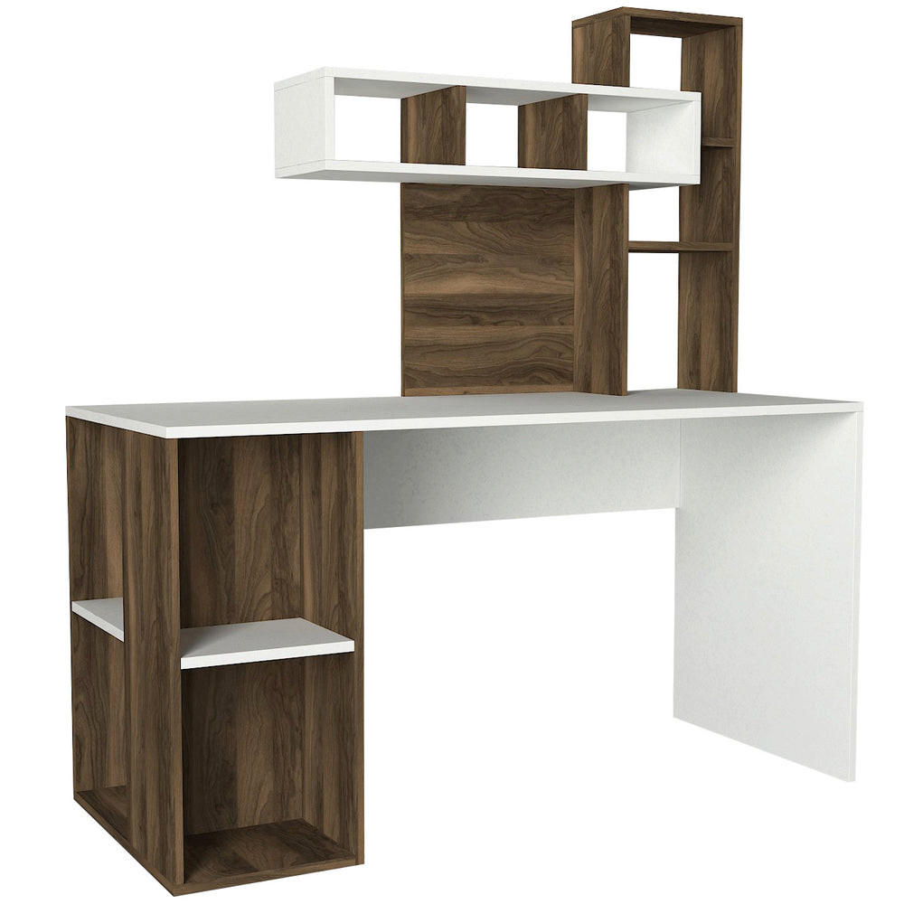 SCHREIBTISCH Coral Weiß Walnuss - Walnussfarben/Weiß, Holzwerkstoff (60/140/75cm) - moebel17