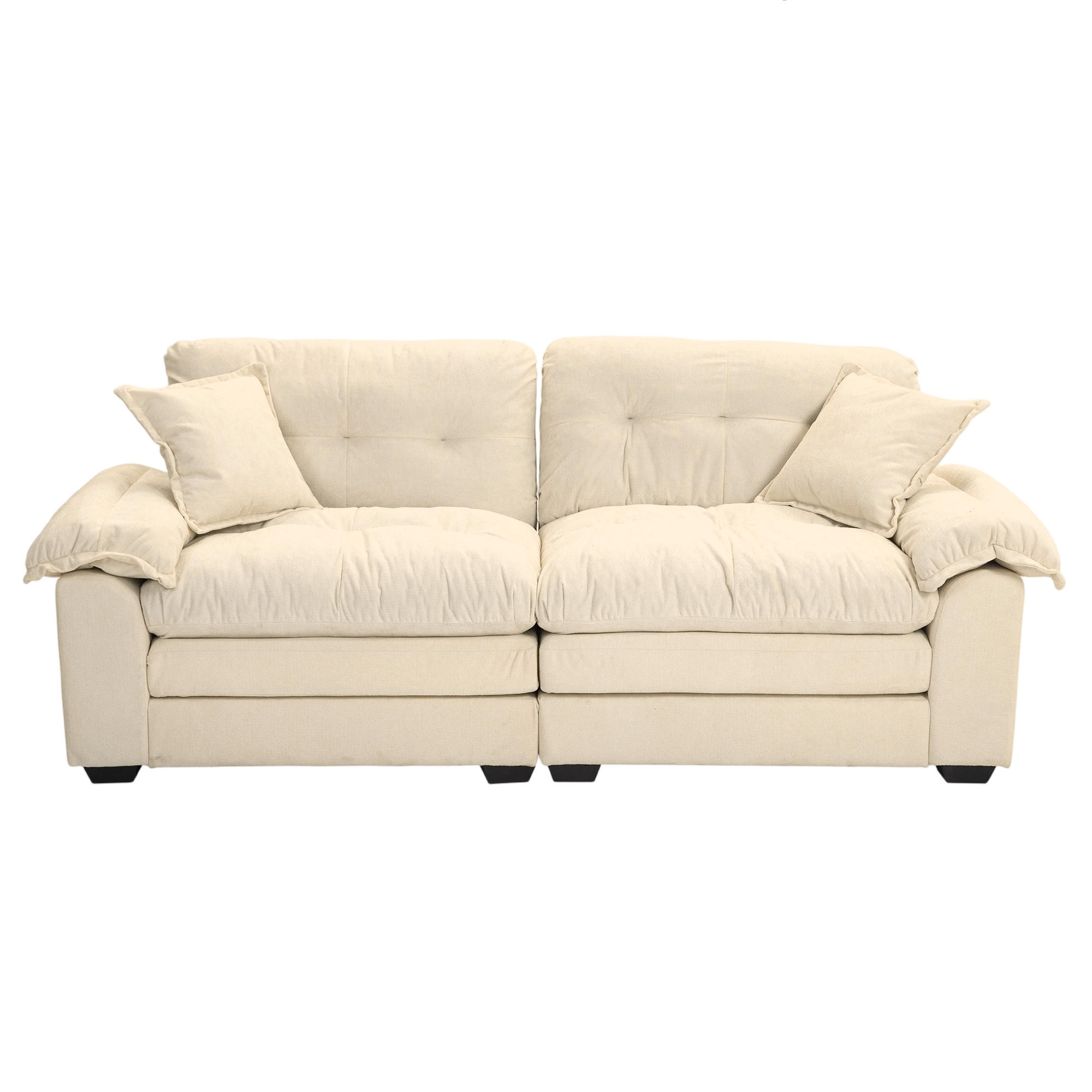 ZWEISITZER-SOFA Chenille-Polster mit tiefem Sitz 213,4/90,1/87,6 cm Beige - Beige, Textil (90.1/87.6/213.4cm) - Redom
