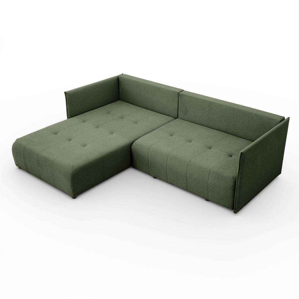 ECKSOFA APOLLO L mit Schlaffunktion und Bettkasten – linke Seite - Grün, Textil (246/188cm) - Lookway