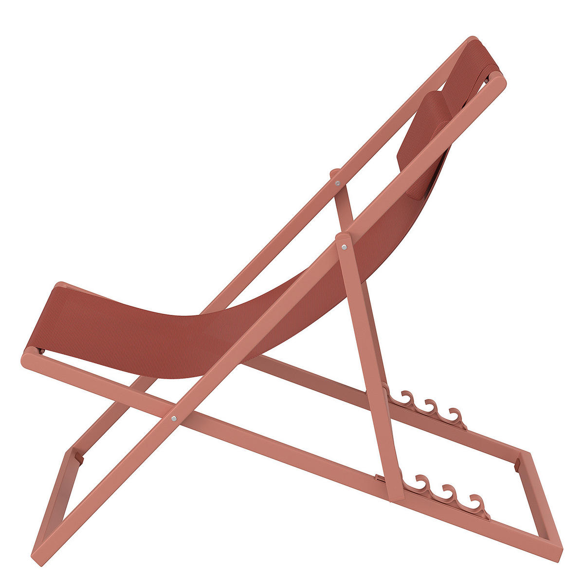 LIEGESTUHL - Stahl / Polyrattan - 2er-Set - Terracotta, Textil/Metall (63/93/104cm) - home24