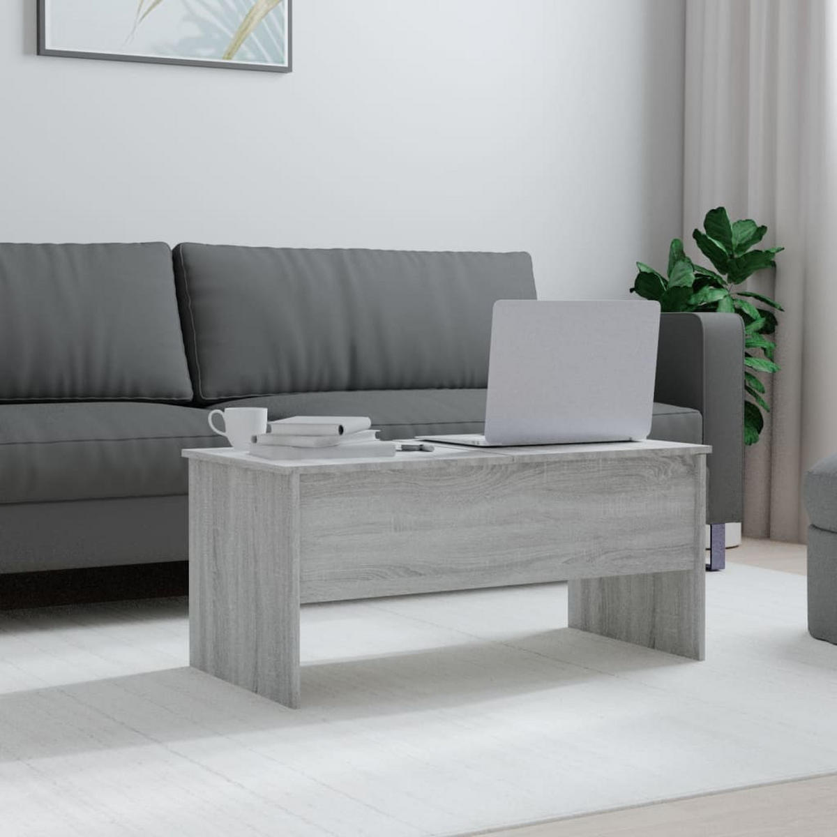 COUCHTISCH Grau Sonoma 102x50,5x46,5 cm Holzwerkstoff - Grau, Holzwerkstoff (102/50.5/46.5cm) - furnicato