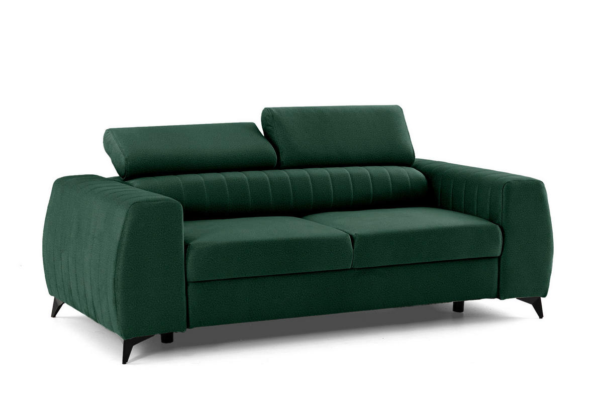 2-SITZER-SOFA PIERO 206 cm Velours Dunkelgrün - Dunkelgrün/Schwarz, Holz/Textil (206/95/100cm) - Muffo