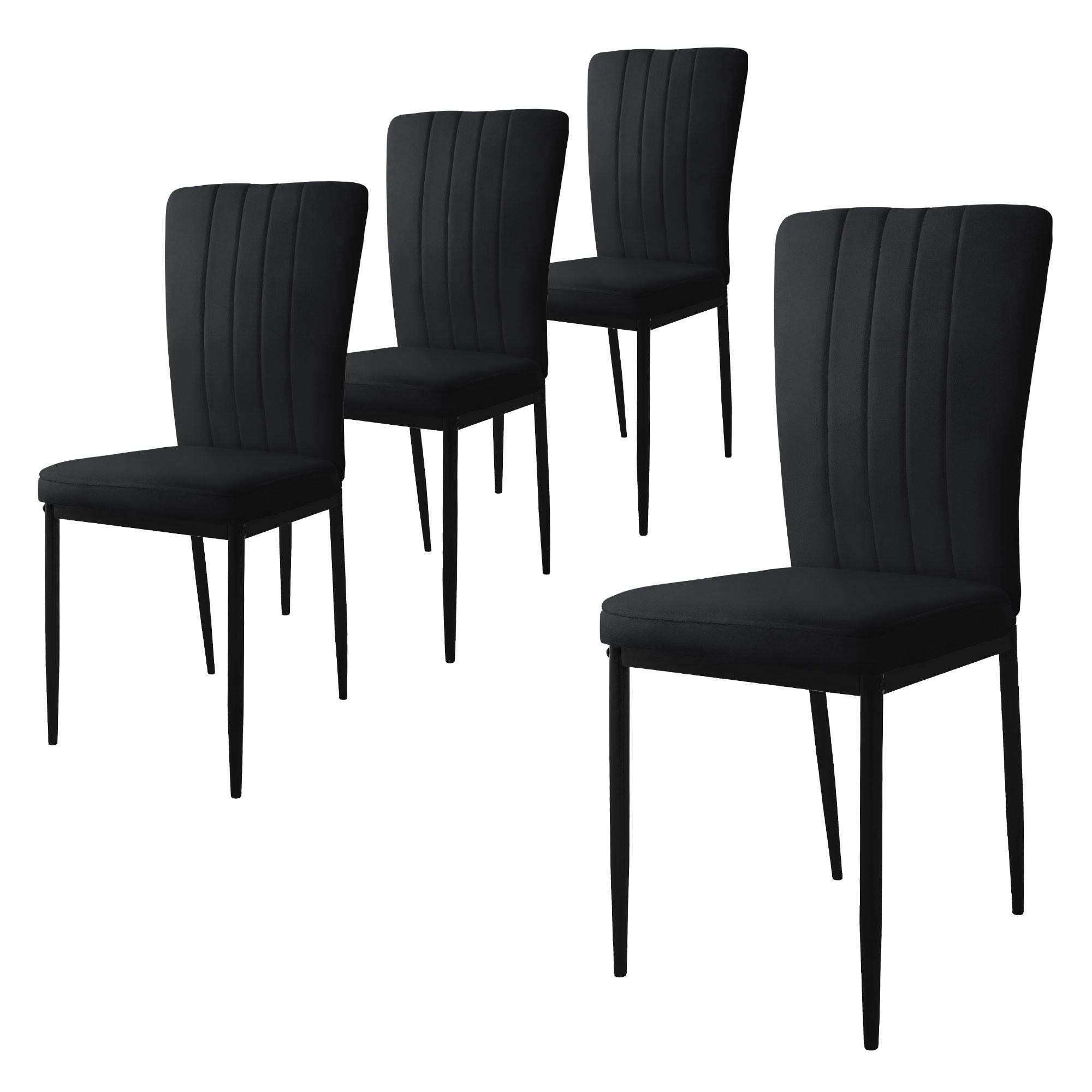 ML-DESIGN JÍDELNÍ ŽIDLE, sada 4 ks, černý samet