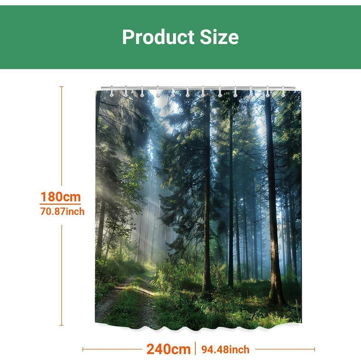 DUSCHVORHANG Sunshine Forest 240 x 180 cm Textil Wasserabweisend Waschbar - Multicolor, Textil (240/180cm)