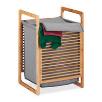 WÄSCHEKORB - Multicolor, Holz/Textil (40/60/35cm) - Relaxdays