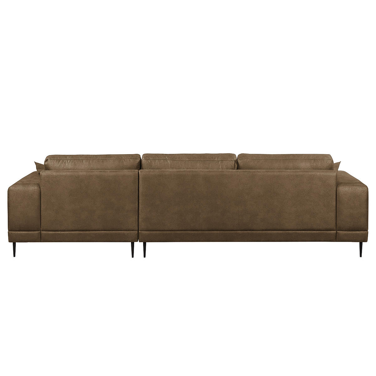 ECKSOFA mit Ottomane - Antiklederlook - Cappuccino, Textil (282/167cm) - home24