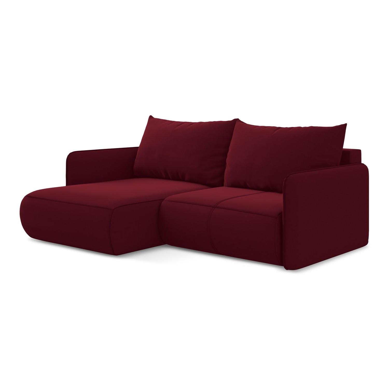 ECKSOFA mit Schlaffunktion Samt Stoff Rot - Bordeaux/Rot, Kunststoff/Textil (148/207cm) - LaMiaSofa