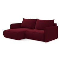 ECKSOFA mit Schlaffunktion Samt Stoff Rot - Bordeaux/Rot, Kunststoff/Textil (148/207cm) - LaMiaSofa