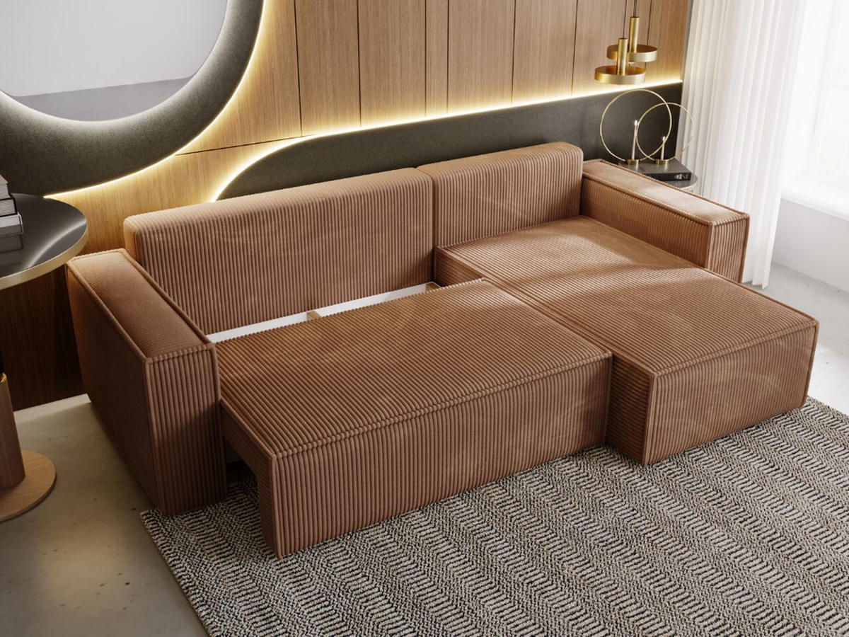 ECKSOFA Prato XL Braun - Schwarz/Braun, Holz/Kunststoff (280/170cm) - Graingold