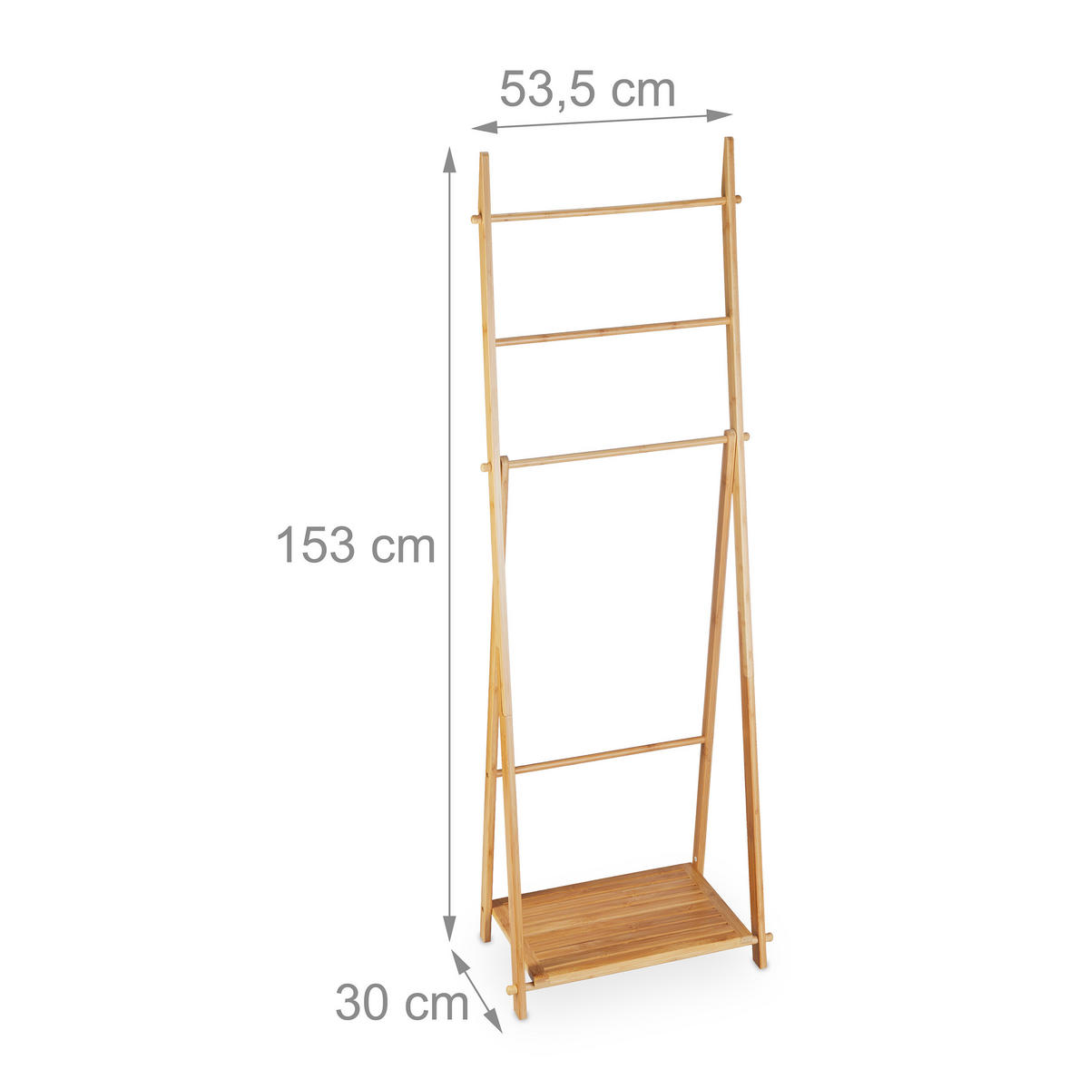HANDTUCHSTÄNDER - Hellbraun, Holz (53/153/30cm) - Relaxdays