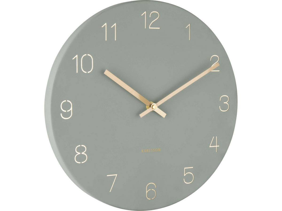 WANDUHR Charm Engraved Numbers Ø30 cm - Grün, Metall (30/30/3.5cm) - Karlsson