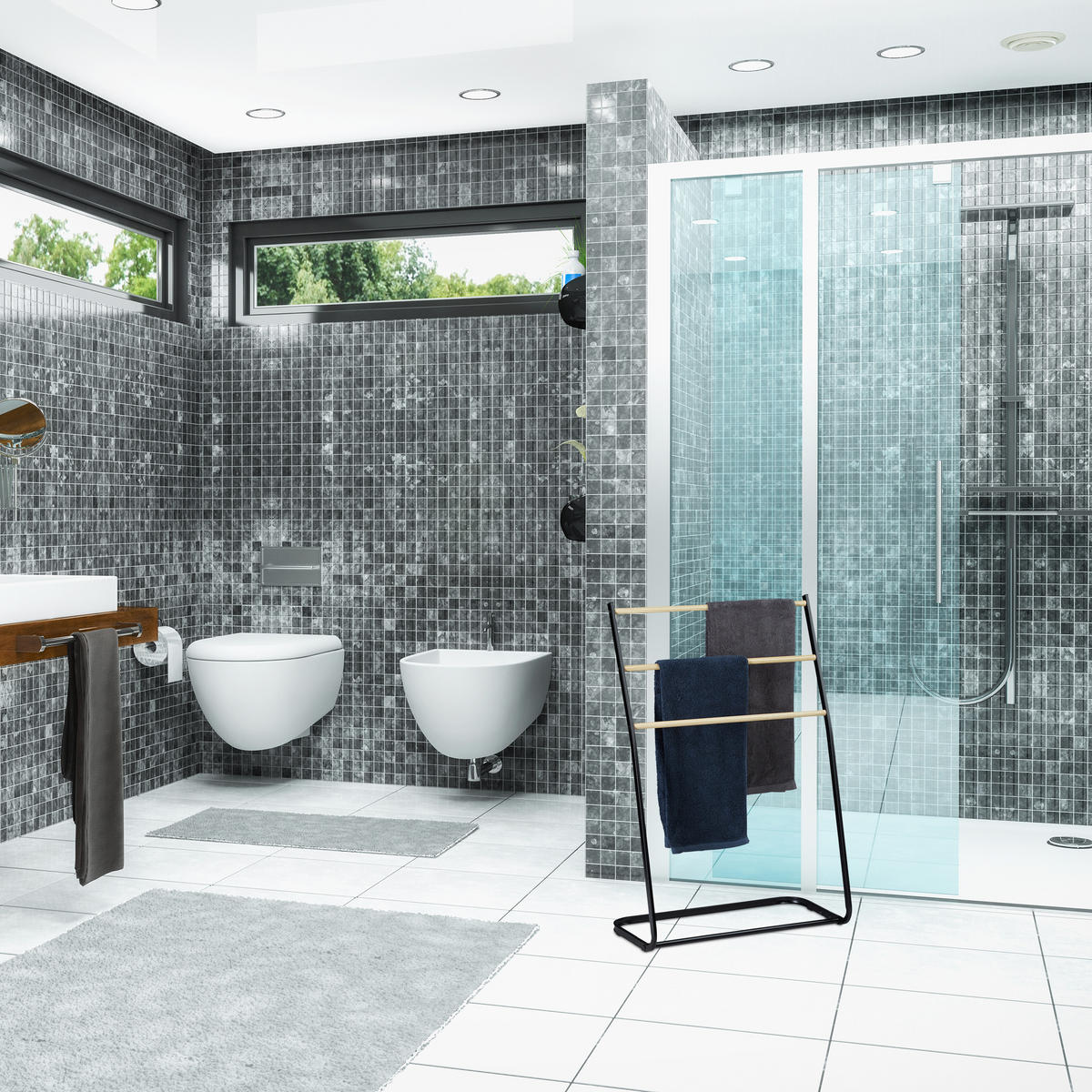 DRŽIAK na uteráky - viacfarebná, kov (58/86/30cm) - Relaxdays