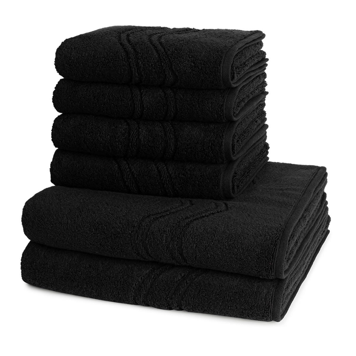 FROTTIERSET Cashmere feeling 6-teilig - Schwarz, Textil (50/100cm) - Ross