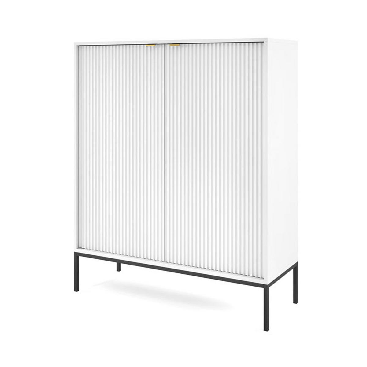 HIGHBOARD Nova weiß 104 / 39 / 125cm - Schwarz/Weiß, Holzwerkstoff/Metall (104/125/39cm) - Feldmann-Wohnen