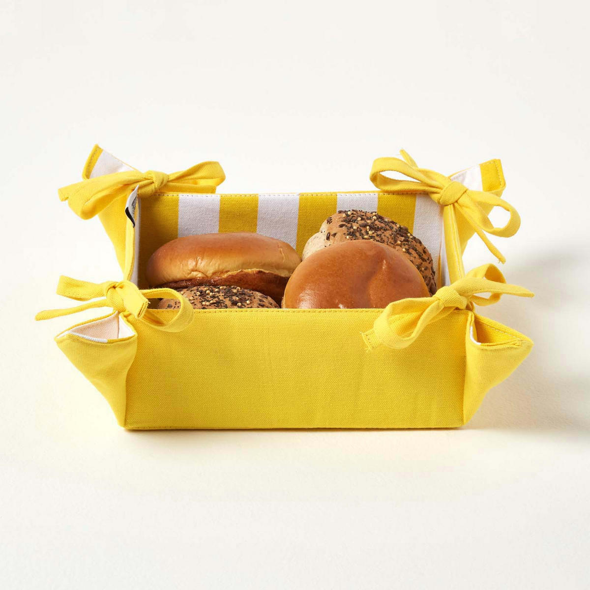 BROTKORB Streifen – faltbar mit Wende-Design - Hellgelb, Textil (22/7/22cm) - Homescapes