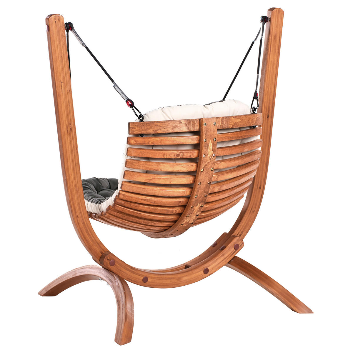 HÄNGESESSEL Braun/Beige/Grau Alliste - Beige/Braun, Holz (125/142/100cm) - Beliani