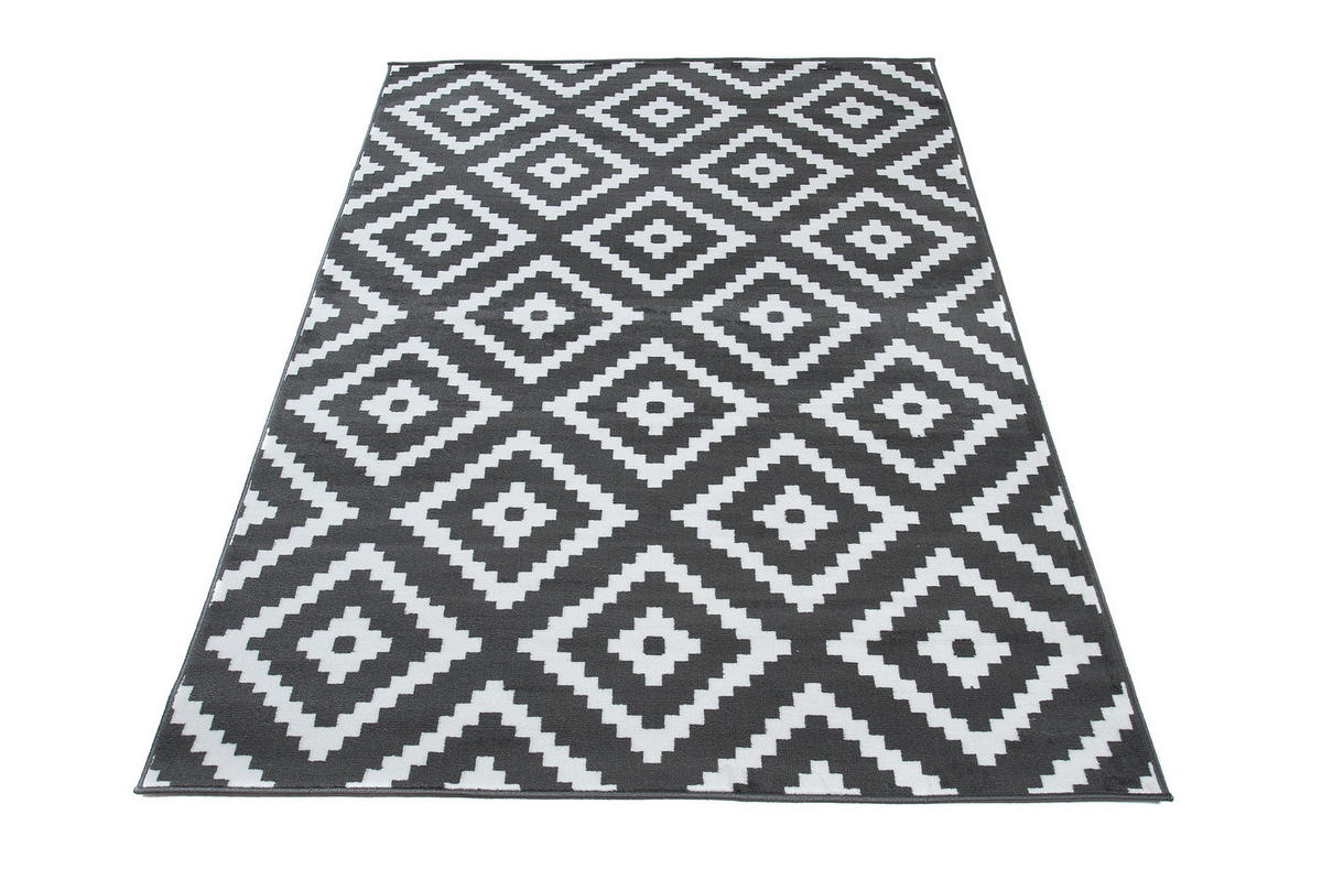 TEPPICH LUXURY Grau Marokkanisch Karo 120/170 cm - Dunkelgrau, Textil (120/170cm) - Tapiso