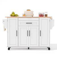 KÜCHENINSEL 136/92/70 cm Weiß/Natur aus MDF mit ausziehbarer Arbeitsplatte - Weiß, Holzwerkstoff (70/92/136cm) - OKMYHOME