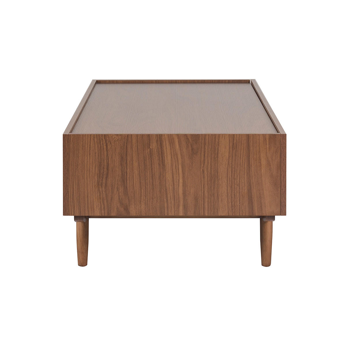 COUCHTISCH Dunkles Holz Schubladen B120 cm SANAA - Walnussfarben, Holz (120/60/39.5cm) - Miliboo