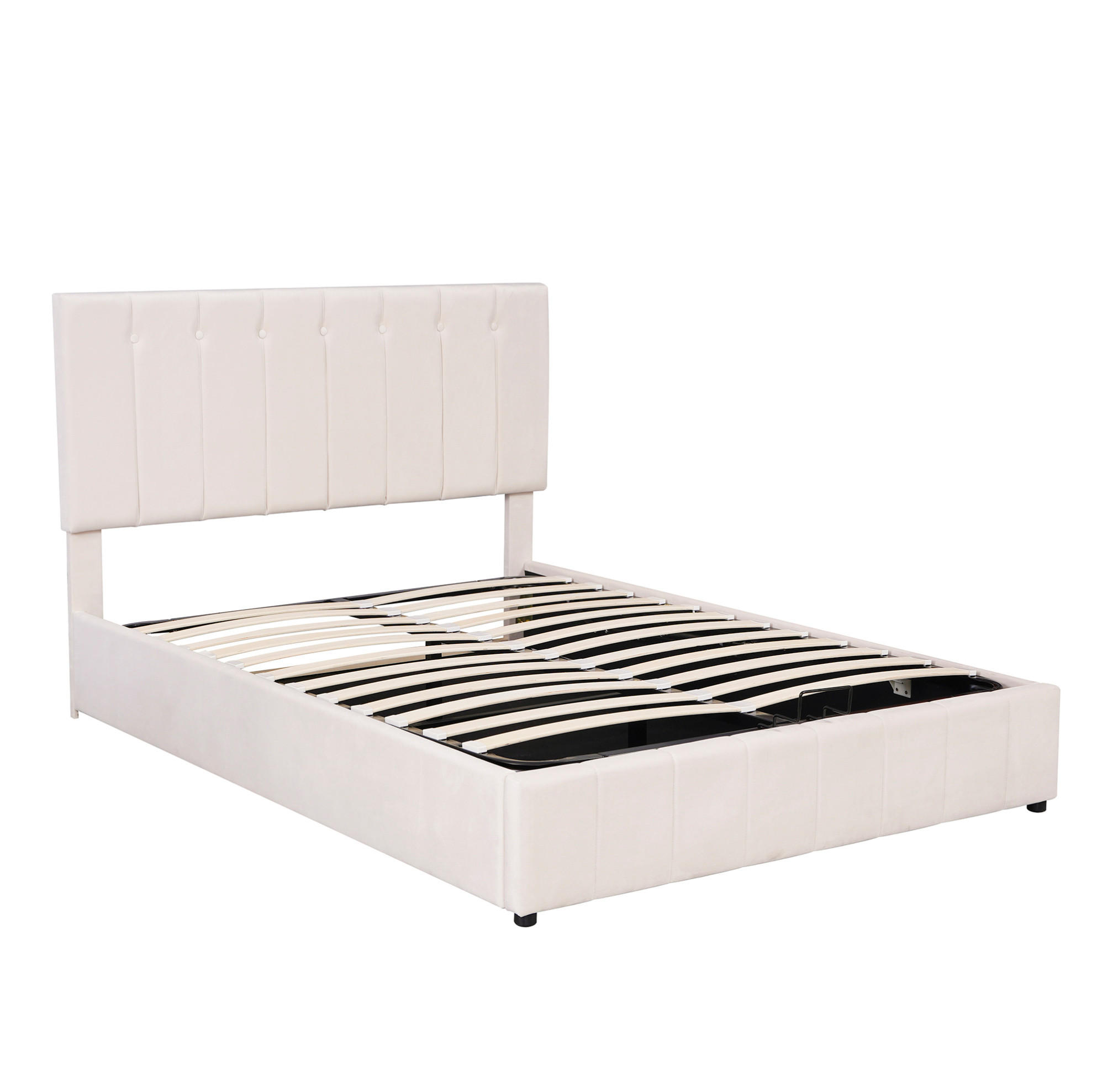 POLSTERBETT mit Stauraum 140x200 cm Samt Cremeweiß - Beige, Metall (140/200cm) - Meubliv
