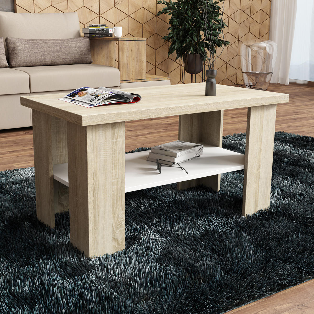 COUCHTISCH LAURA 90 cm Sonoma Eiche - Sonoma Eiche, Holzwerkstoff (45/90/50cm) - MASSENO