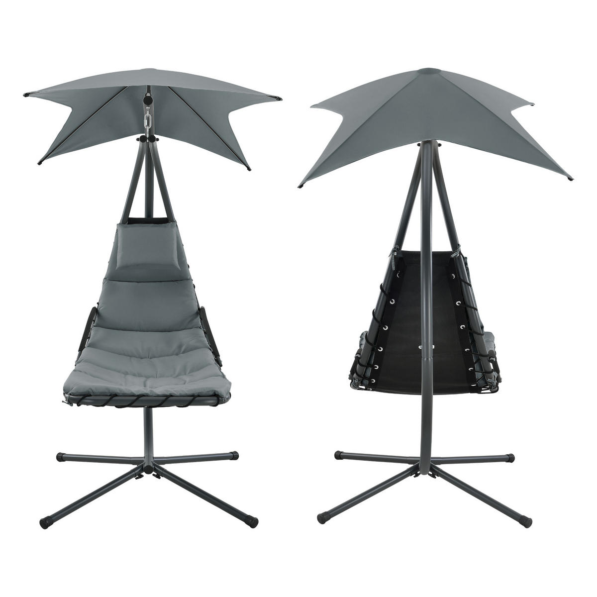 HÄNGELIEGE Lorca - Grau, Metall (166/210/116cm) - [en.casa]