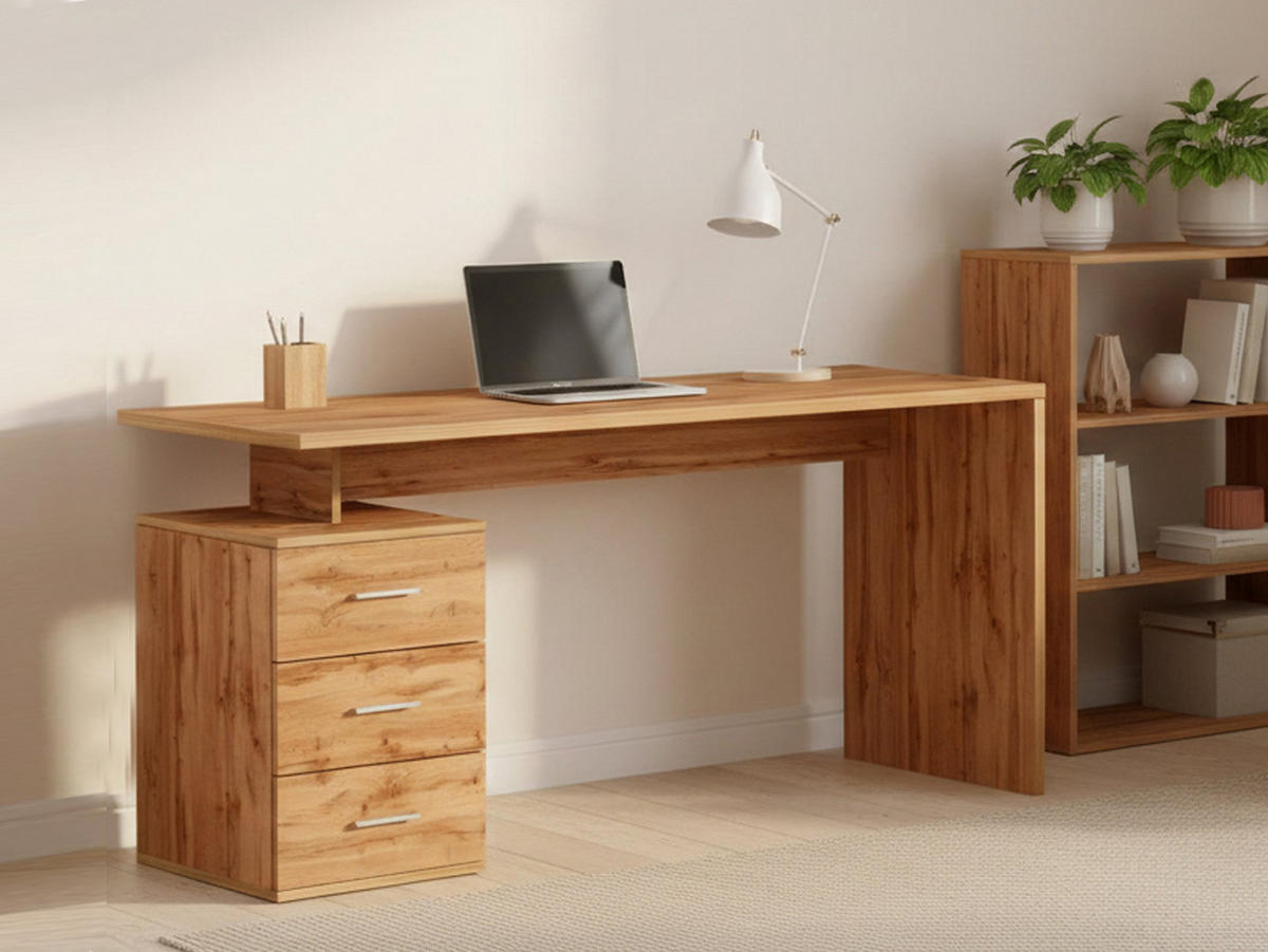 SCHREIBTISCH Eiche 60/160/75 cm - Braun, Holzwerkstoff (60/160/75cm) - DMORA